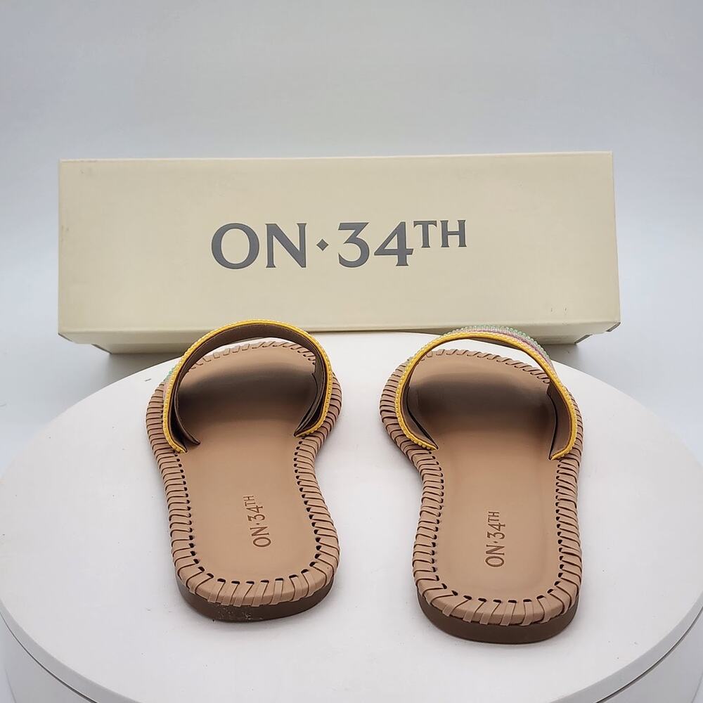 ON 34th Mavis Multi Stripe Women's Colorful Slide Sandals Size 5 M - Picture 4 of 8